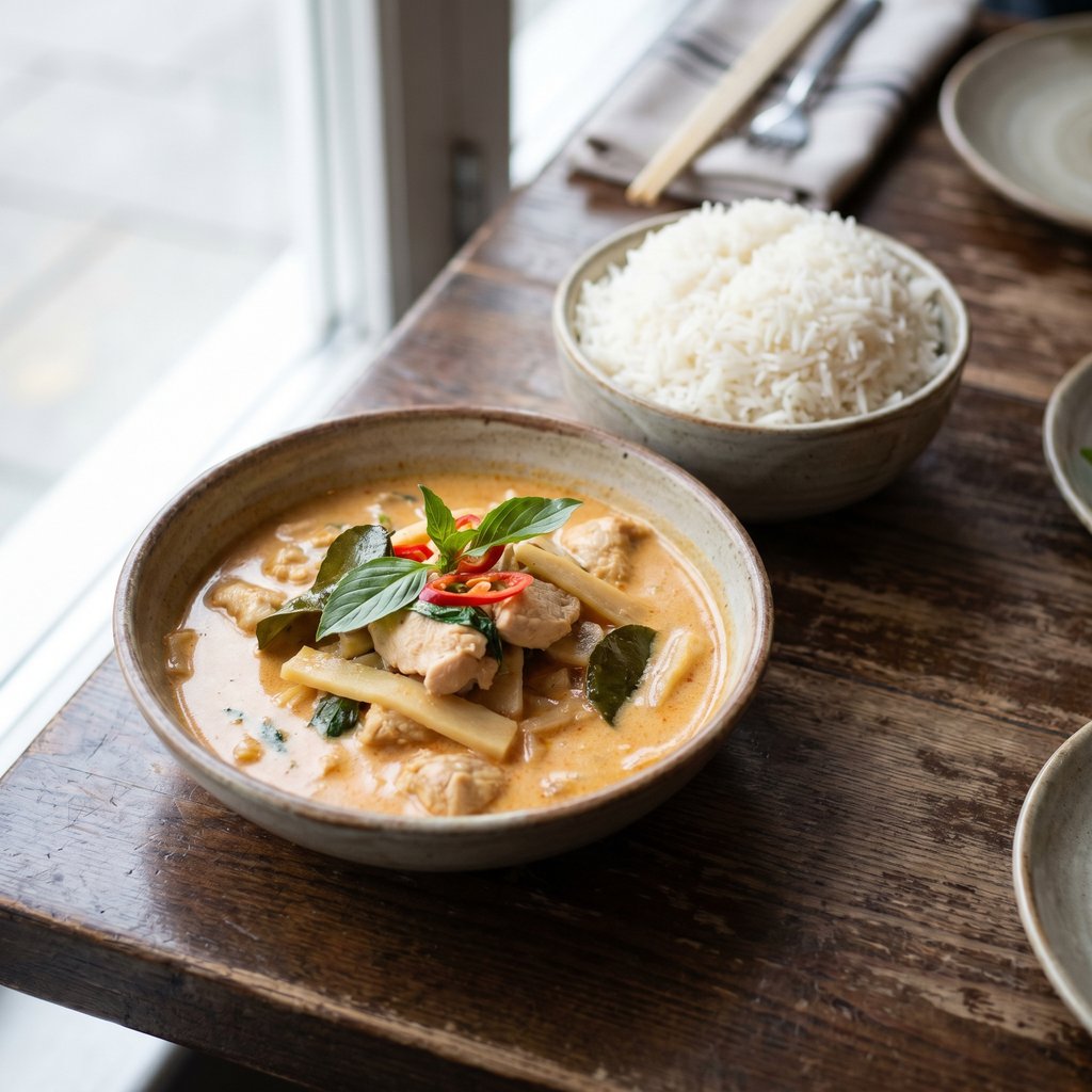 Thai Curry mit Hähnchen und Basmatireis